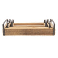 Decoratie Dienblad Set van 3 Bruin Hout Serveerschaal