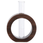 Reageerbuisvaas – Donuthouder van glas en hout – 13,9 x 11,4 cm