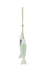 J-Line hanger Vis Gestreept - hout/touw - mix