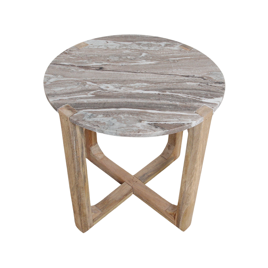 Marmeren bijzettafel rond fantasy bruin