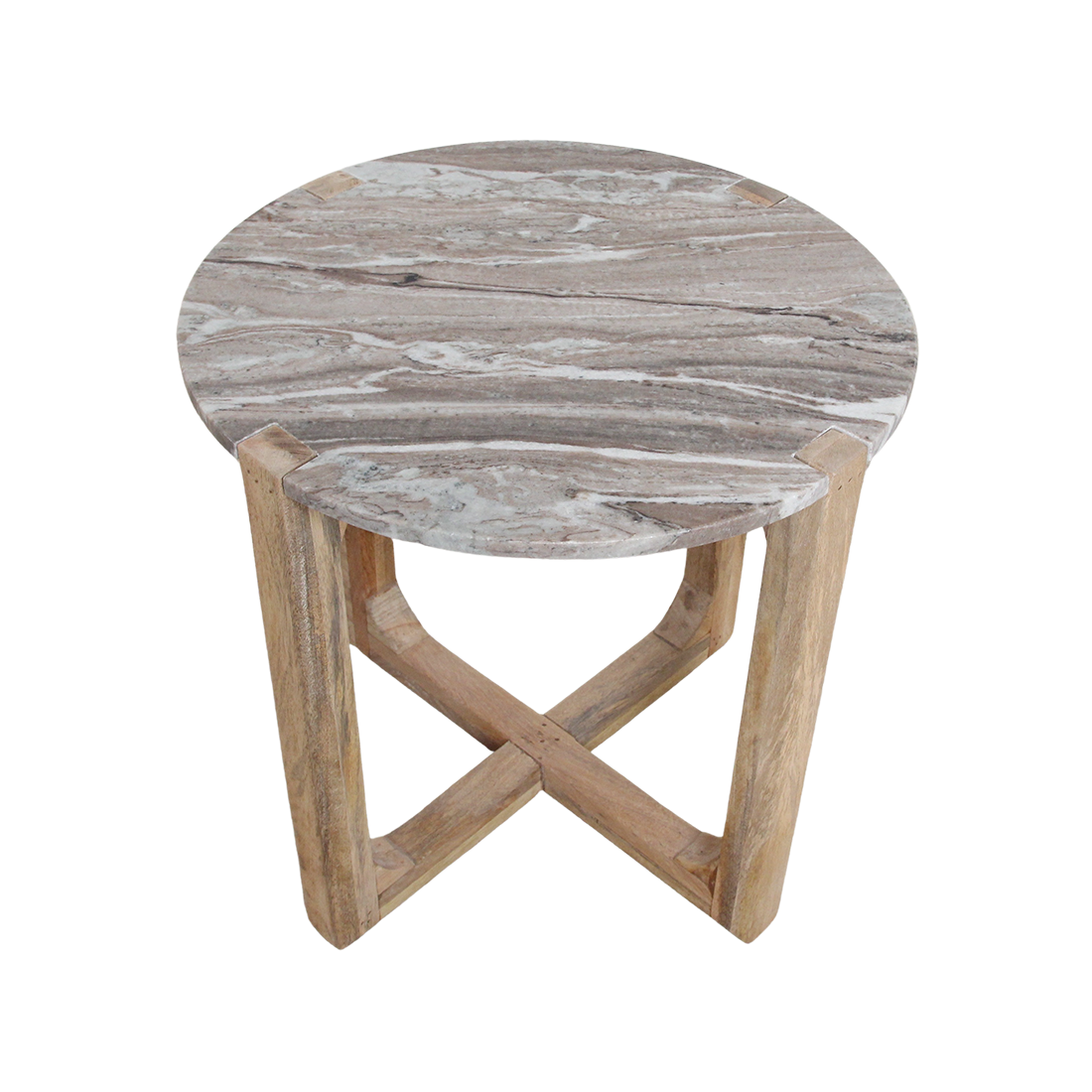 Marmeren bijzettafel rond fantasy bruin