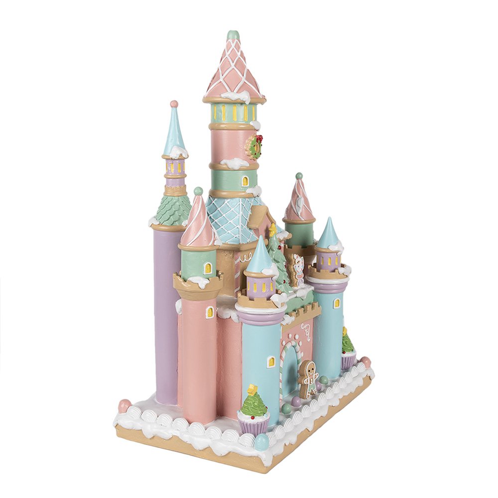 Gingerbread house 27x18x42 cm Roze Polyresin Peperkoekhuisje