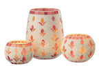 J-Line kaarshouder - glas - wit/fuchsia - L