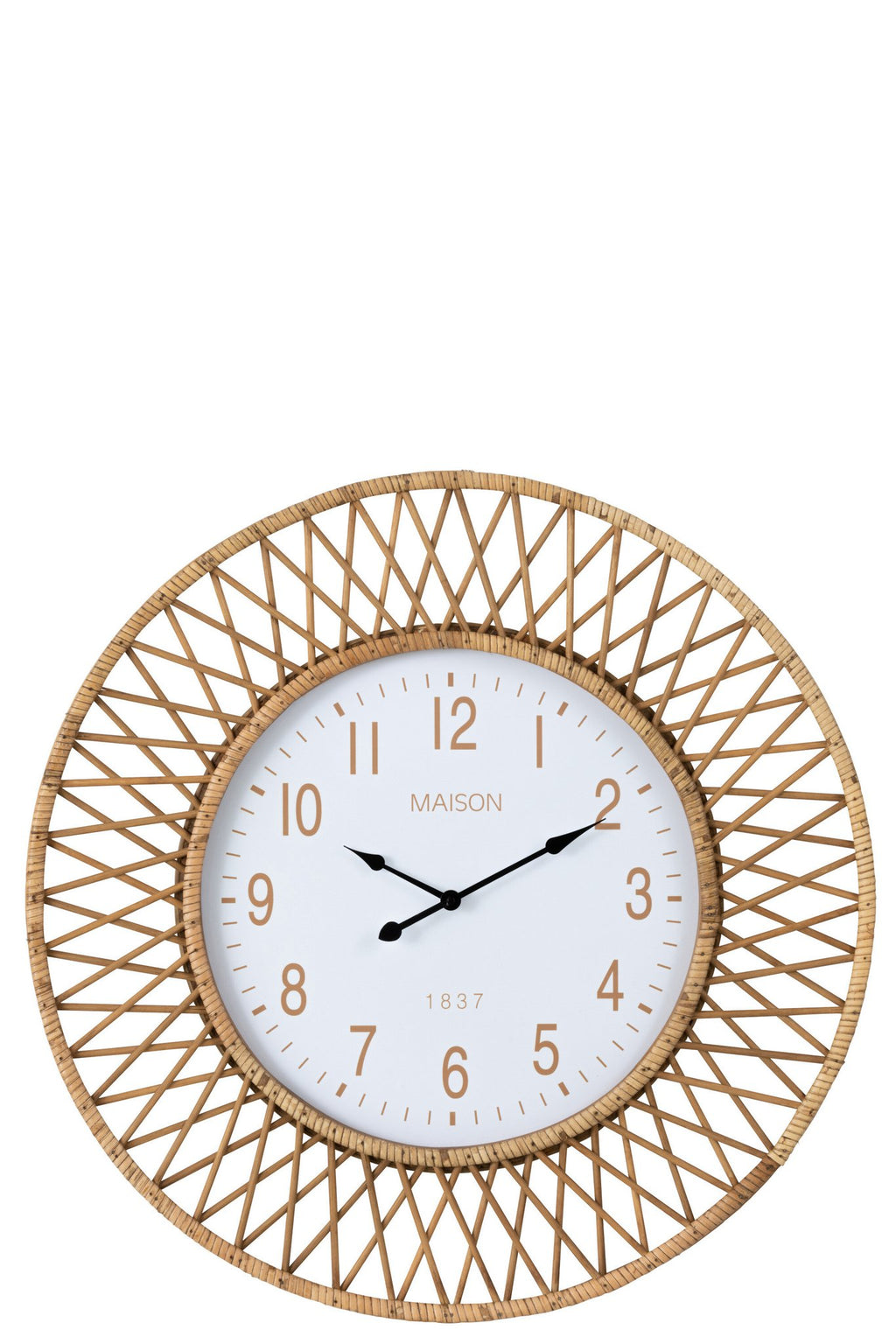 J-Line klok Wonder - rotan - naturel/wit - large - Ø 61.5 cm