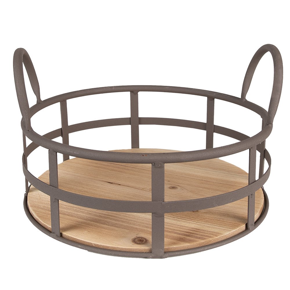 Opbergmand Ø 25x9/15 cm Grijs Bruin IJzer Mand