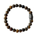 Herenarmband Tijgeroog mat 8 mm met Vlecht kraal