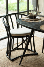 J-Line stoel + kussen - jute/textiel - zwart/wit