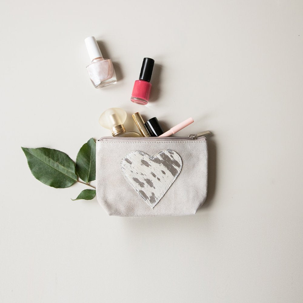 Make up tas hart beige 15cm