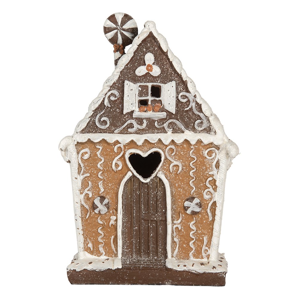 Gingerbread house met LED 14x9x21 cm Bruin Kunststof