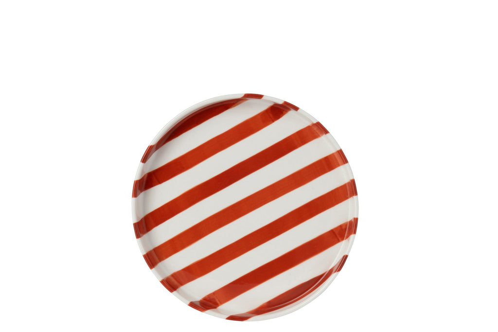 J-Line bord Gestreept - steengoed - cognac/wit - S