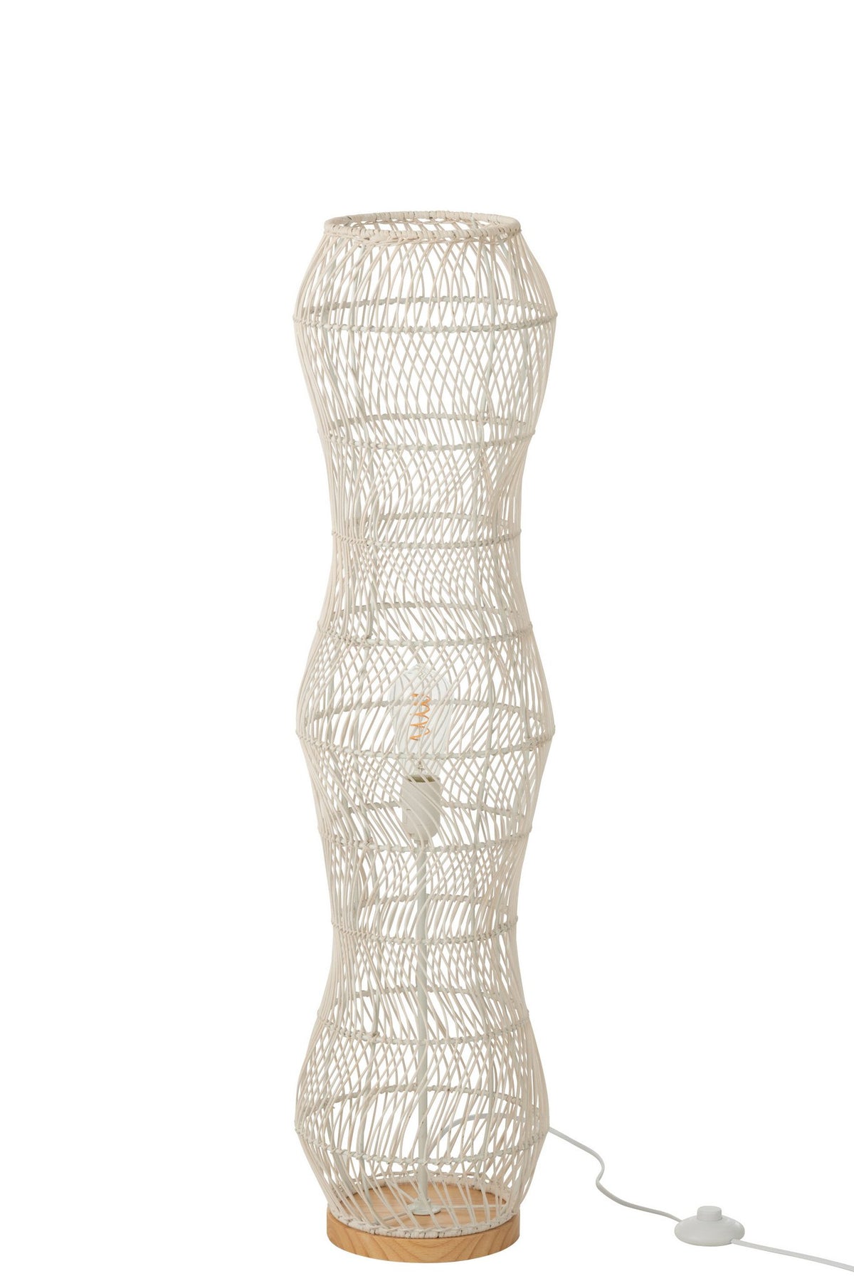 J-Line Vloerlamp Rotan Metaal Gedraaid Wit