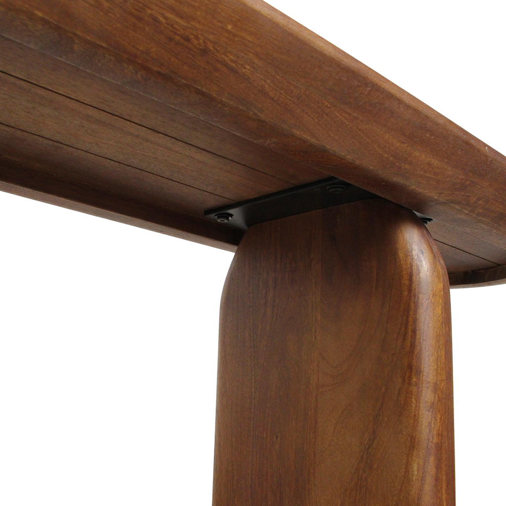 Bullnose mangohouten eetkamerbank bruin