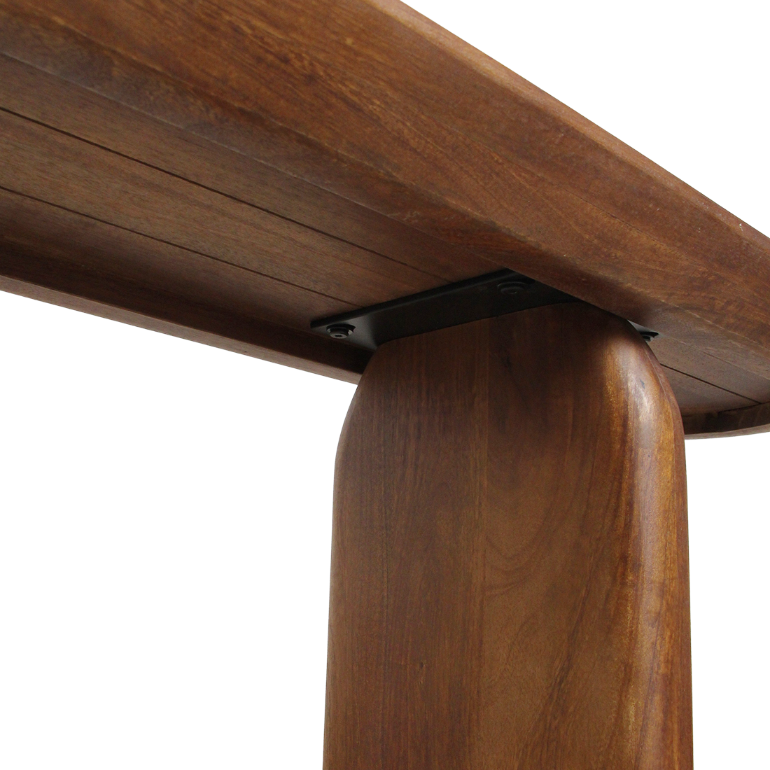 Bullnose mangohouten eetkamerbank bruin