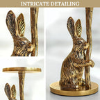 Staande kaarshouder – aluminium konijnbeeldje – gouden afwerking, 16 cm