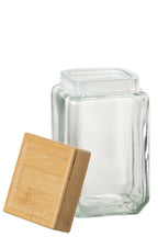 J-Line voorraadpot Brad - glas/bamboe - transparant/naturel - large