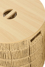 J-Line mand + deksel Rond - ijzer/papier - naturel - set van 2