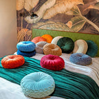 Dutch Decor Kaja - Kussen Ø40 cm - Rond - Fluweel - Micro Chip - Grijs
