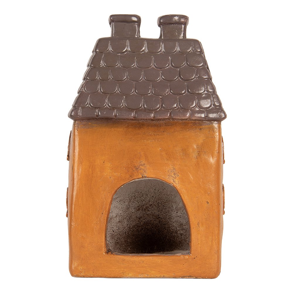 Waxinelichthouder Huis 23x17x37 cm Oranje Keramiek