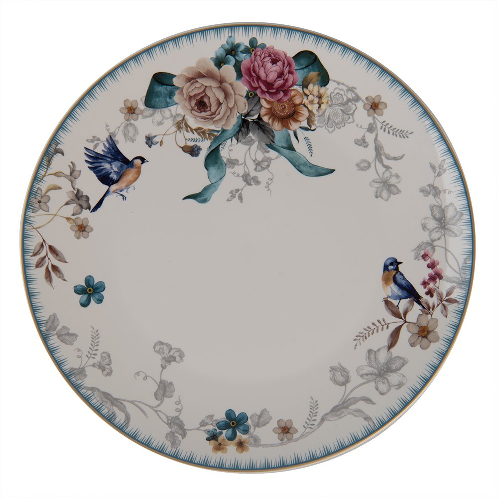 Dinerbord Ø 26 cm Wit Roze Porselein Bloemen Eetbord