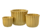 J-Line bloempot Geribbeld - cement - goud - large