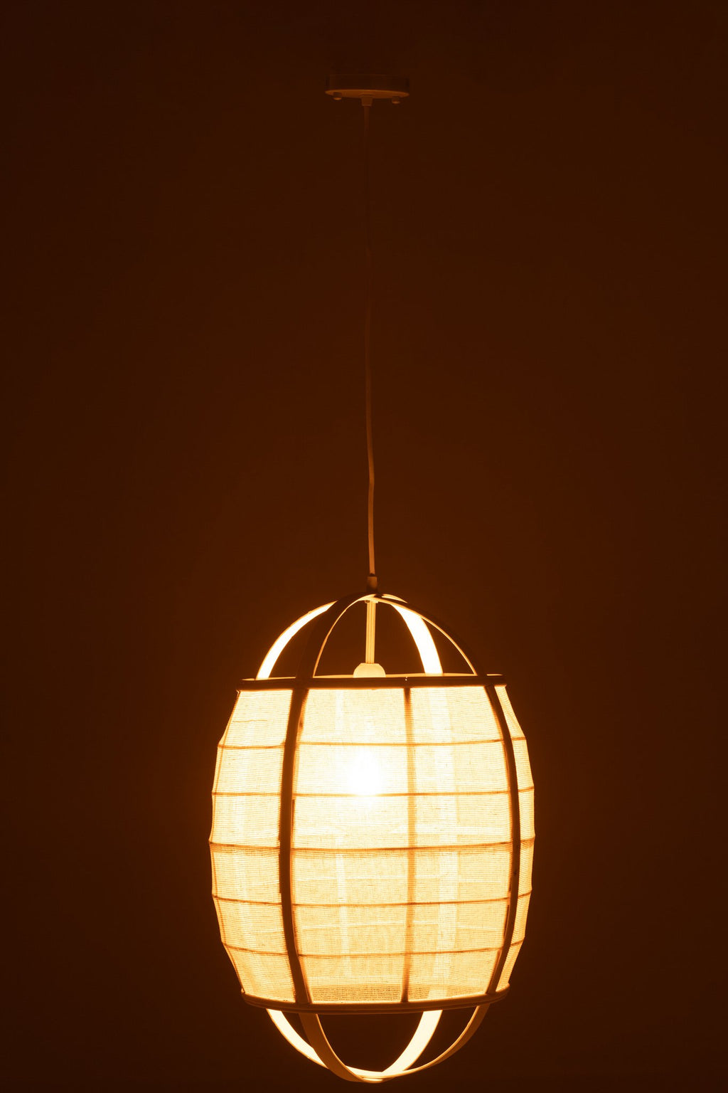 J-Line hanglamp Ion - linnen/bamboe - wit - small