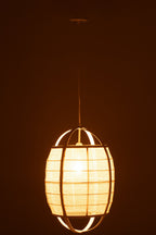 J-Line hanglamp Ion - linnen/bamboe - wit - small