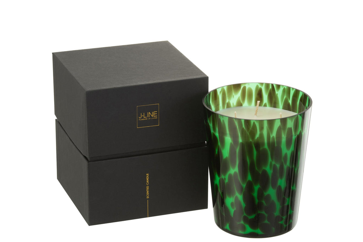 J-Line geurkaars Noa - Sandalwood - glas - groen - medium - 68U