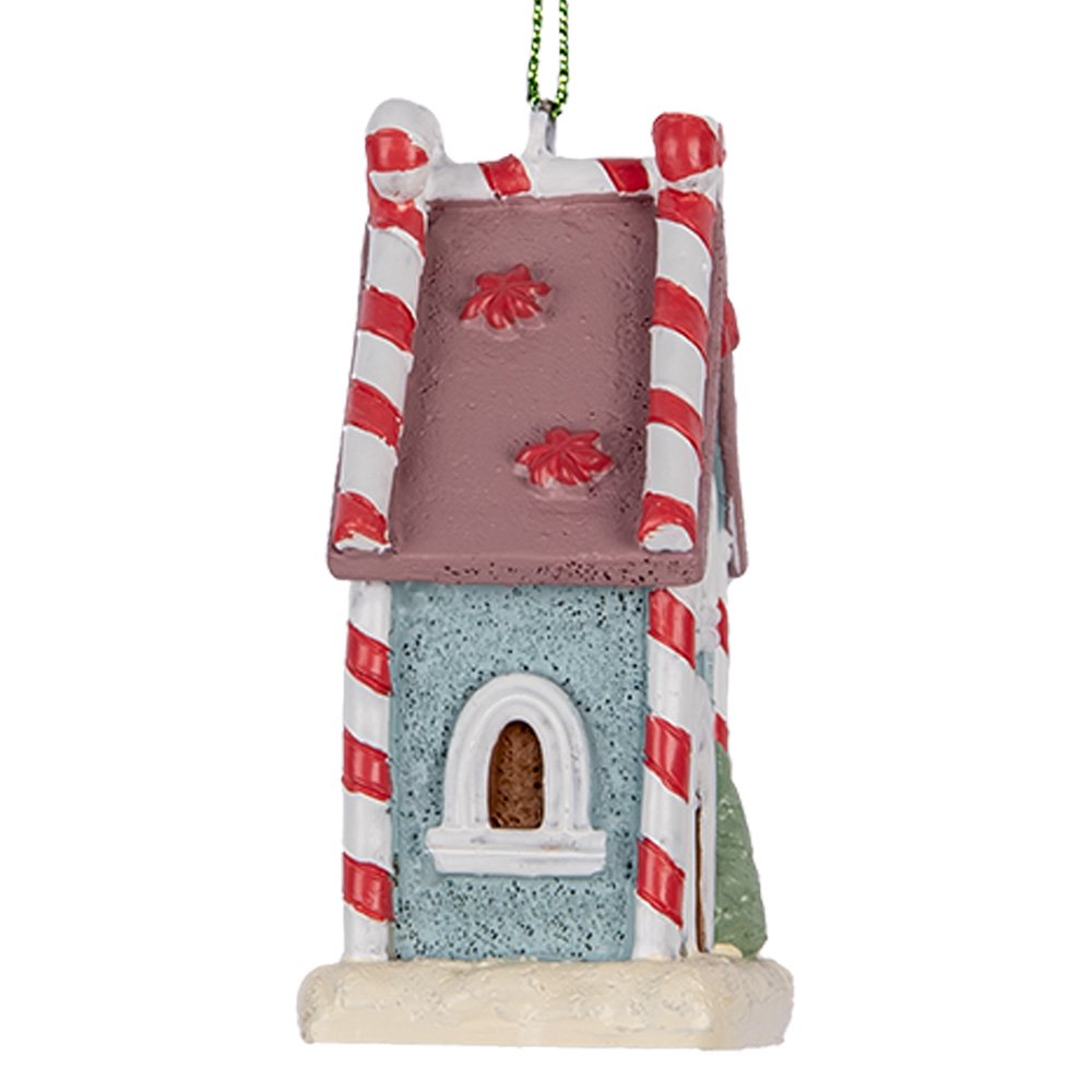 Kersthanger Gingerbread house 6x4x8 cm Blauw Kunststof