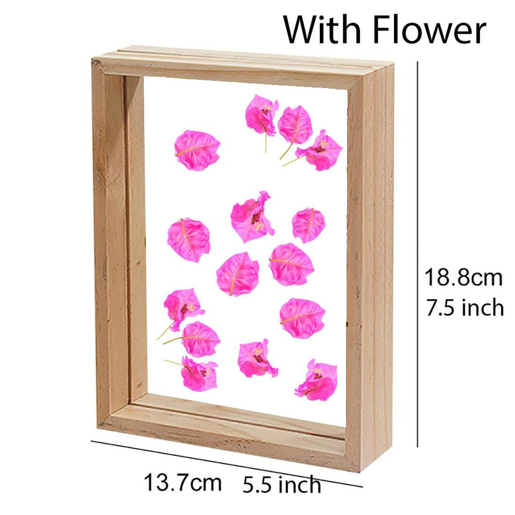 Houten rechthoekig decorframe – verwisselbare droge bloeminzet – natuurlijk hout en acryl – 7,5 x 5,5 inch