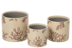 J-Line bloempot Branch - keramiek - ecru/bruin - large
