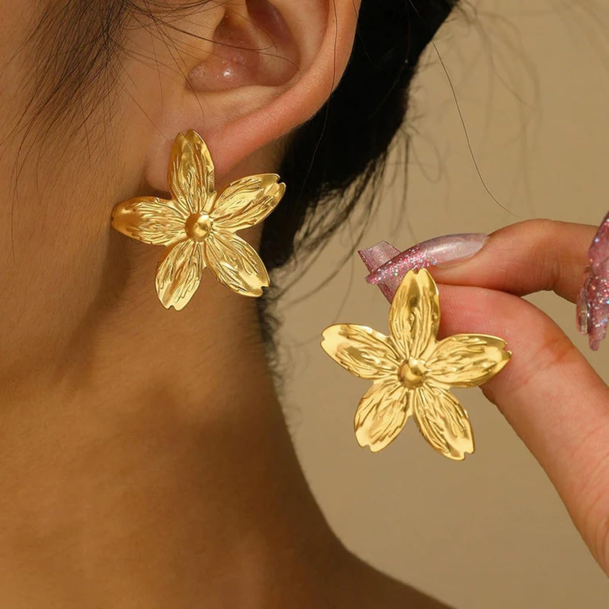 Oorknopjes met bloemen – Mode-sieraden – 18K verguld anti-aanslag