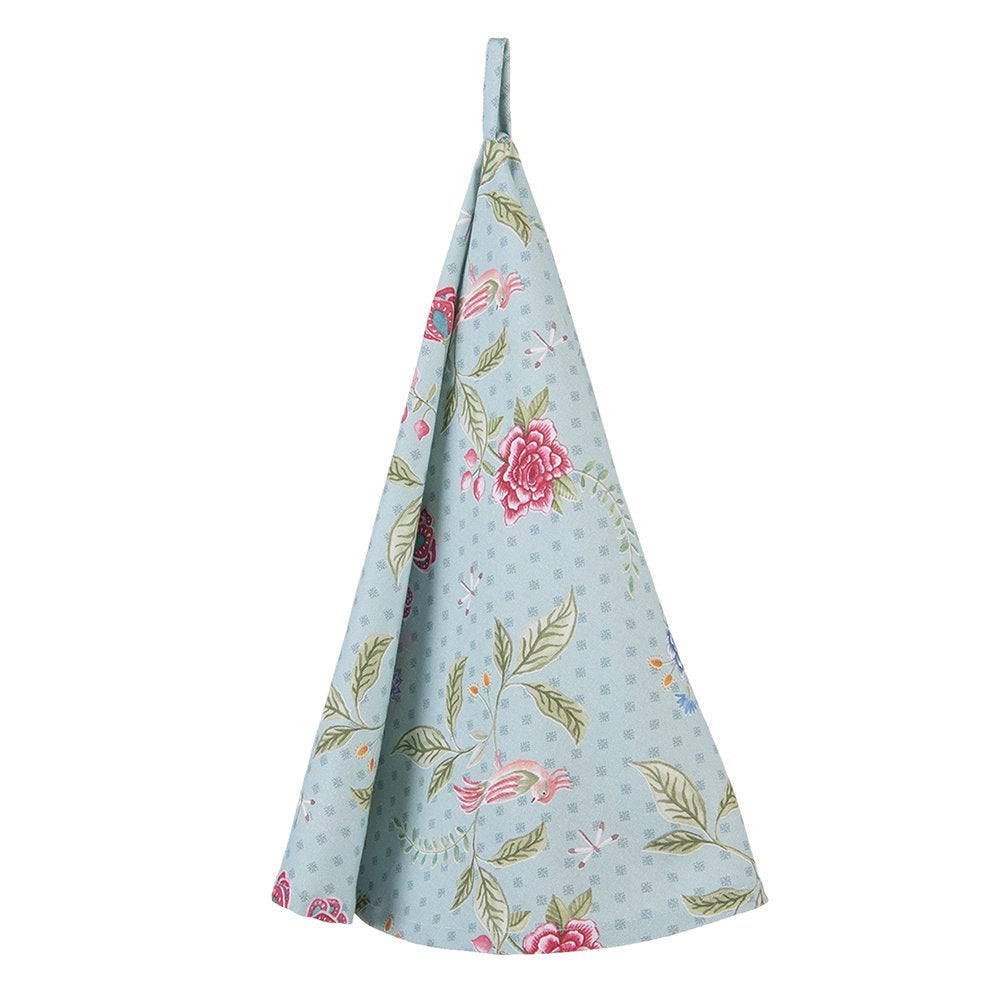 Theedoek Ø 80 cm Blauw Groen Katoen Bloemen Vaatdoek