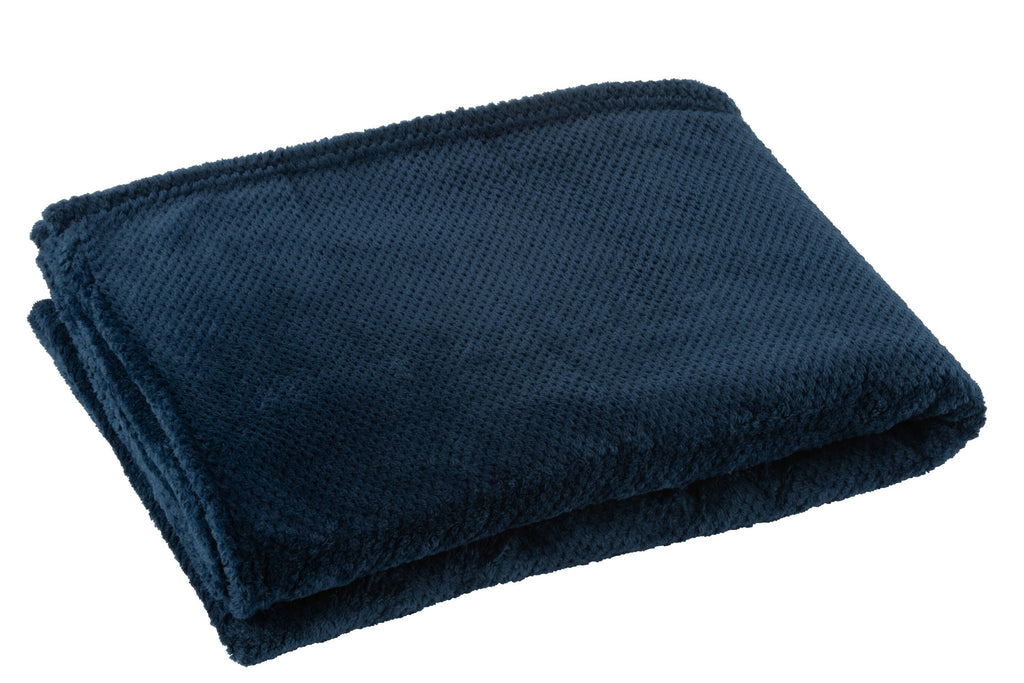 J-Line deken Snuggle - polyester - donkerblauw