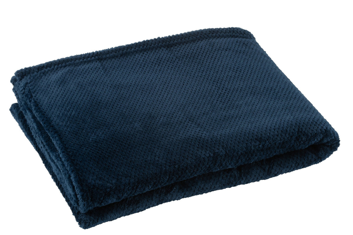 J-Line deken Snuggle - polyester - donkerblauw