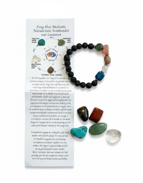 Feng Shui Meditatie natuursteen armband met Lavasteen