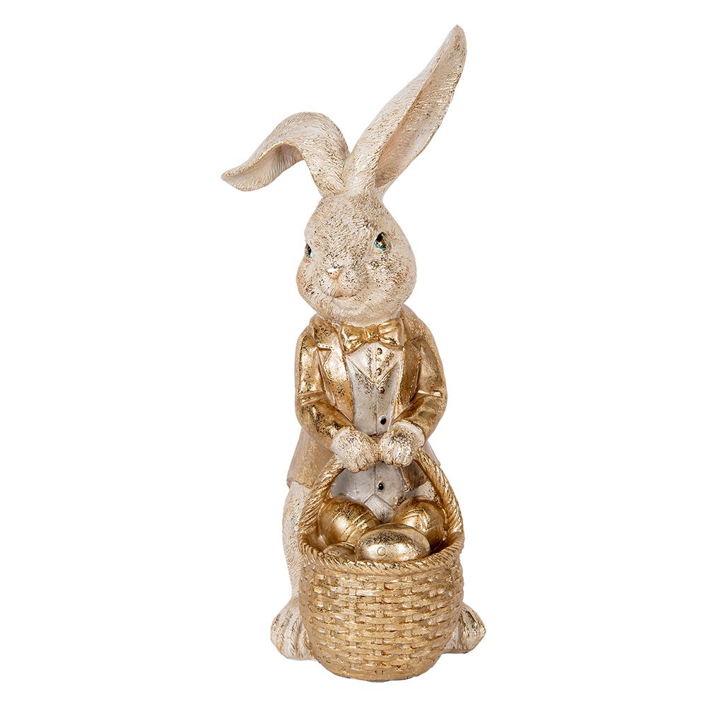 Decoratie Beeld Konijn 51 cm Beige Goudkleurig Kunststof