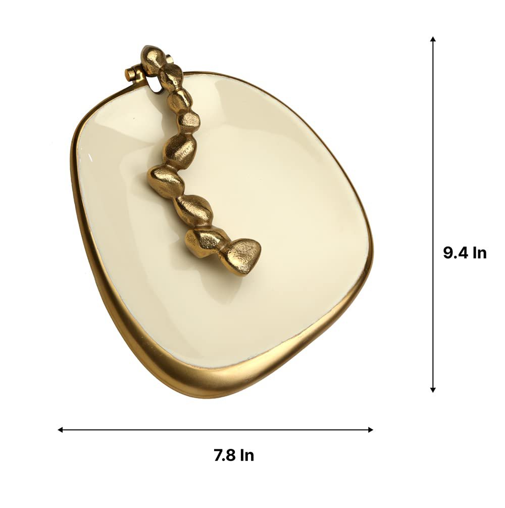 Handgemaakte metalen tissue box cover – ivoor geëmailleerde gouden afwerking – 24x20x5cm