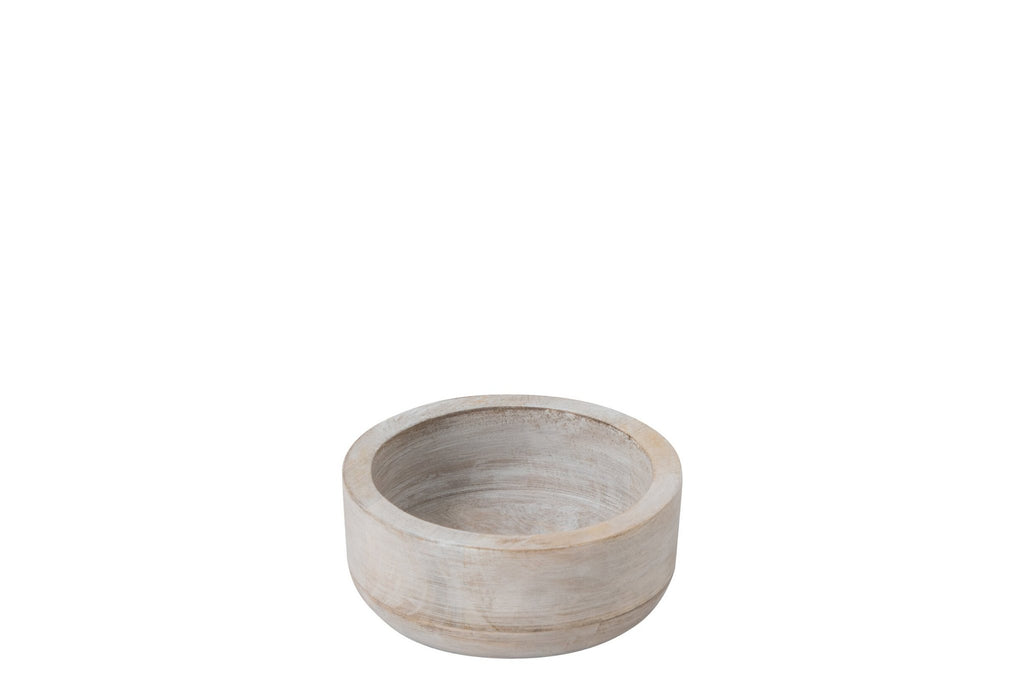 J-Line schaal Rond - hout - wit - small