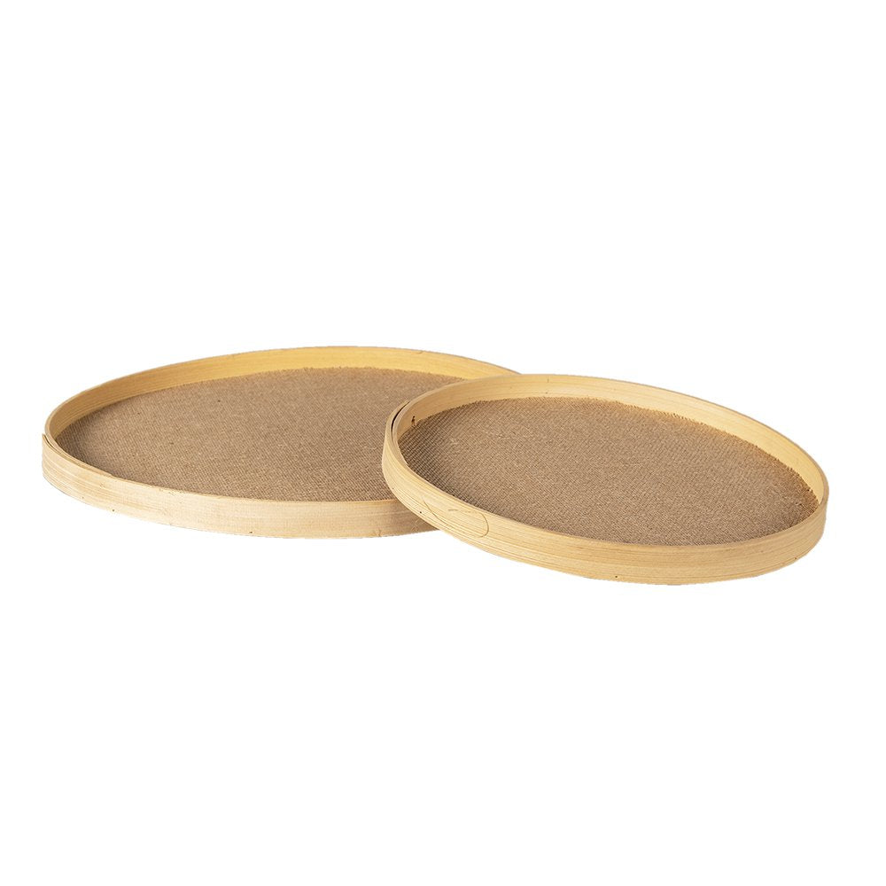 Serveerschalen Set van 2 Bruin Hout Presenteerschaal