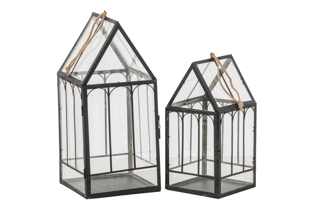 J-Line Huizen - metaal - zwart - set van 2