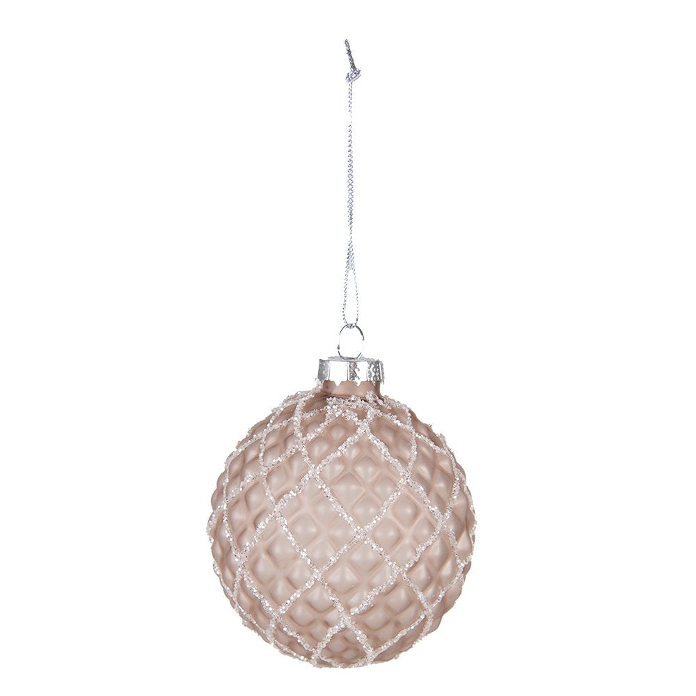 Kerstbal Set van 4 Ø 8 cm Bruin Glas Kerstdecoratie