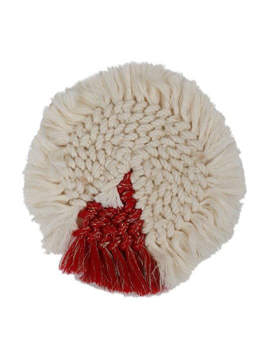 Ambachtelijke katoenen gevlochten onderzetters - Macrame-katoen, tweekleurig - 2st