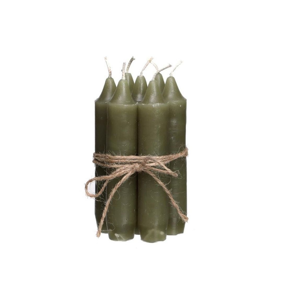 Taps candle H.11 cm Set 7 Moss Green