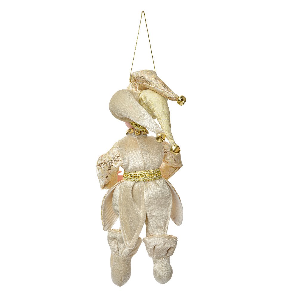 Decoratie hanger elf 10x8x28 cm beige textiel