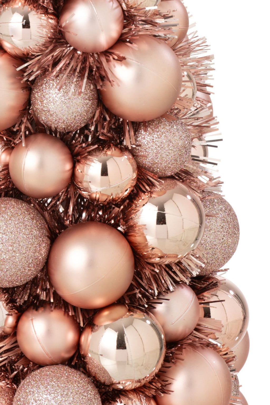 J-Line Kegel met kerstballen - PS - lichtroze