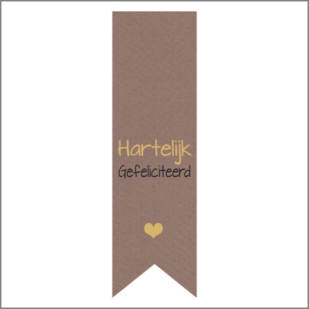 Vaantje sticker Hartelijk Gefeliciteerd - wensetiket - rol van 250