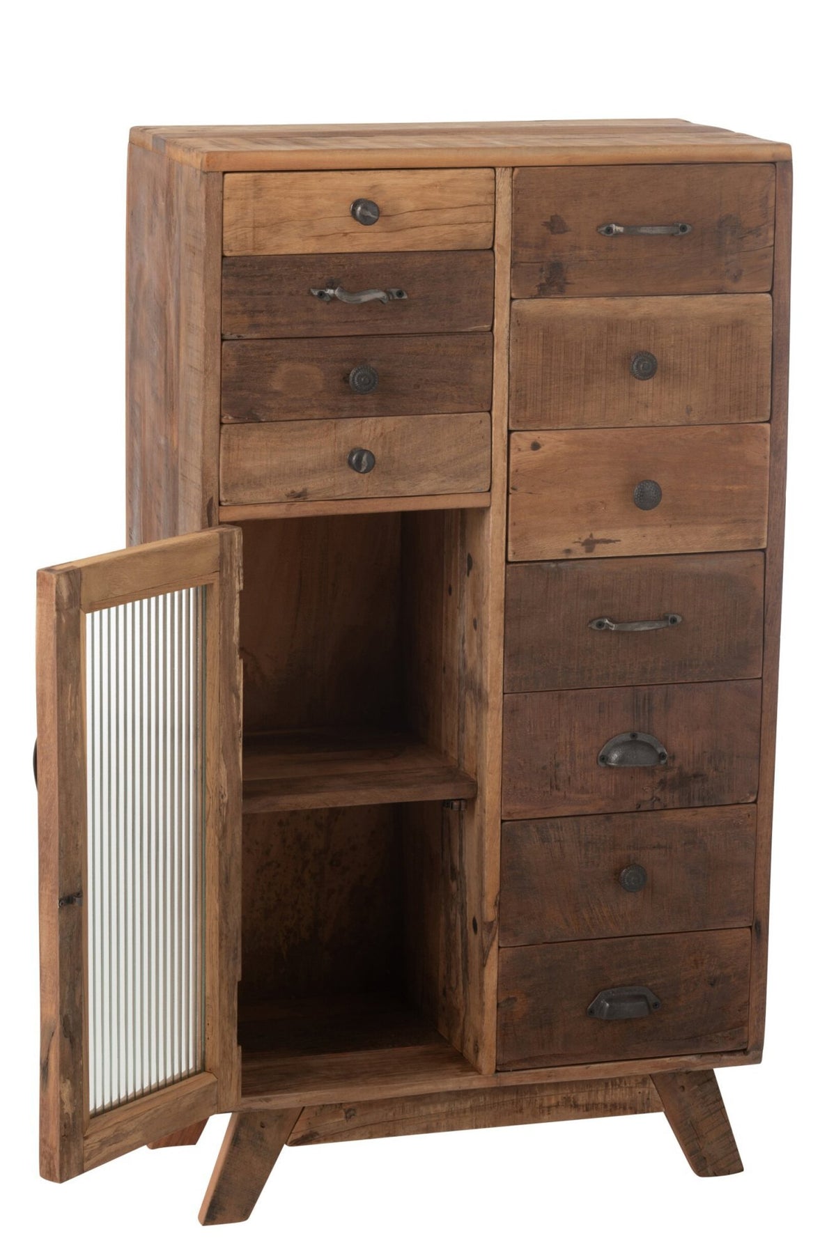 J-Line Kast Retro Gerecycleerd Hout/Glas Naturel