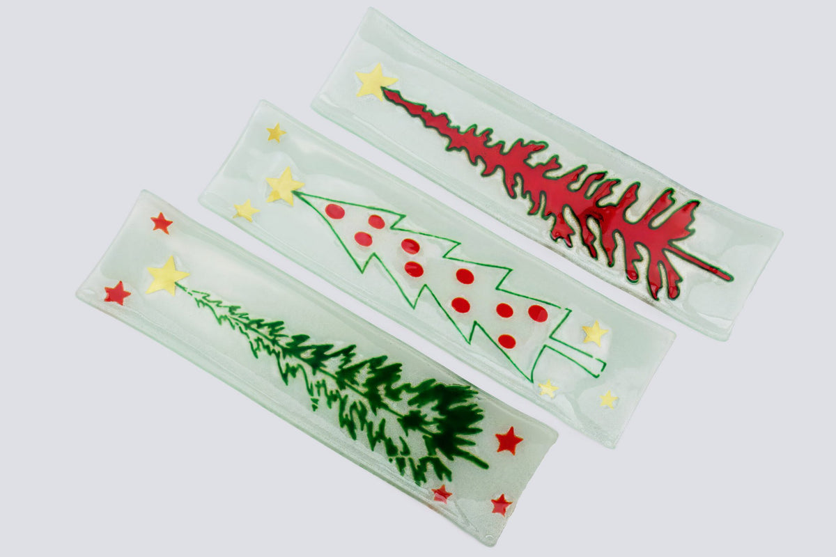 Kerst U-vorm lange set van 3 42x11 groene, rode en witte kerstbomen set van 3
