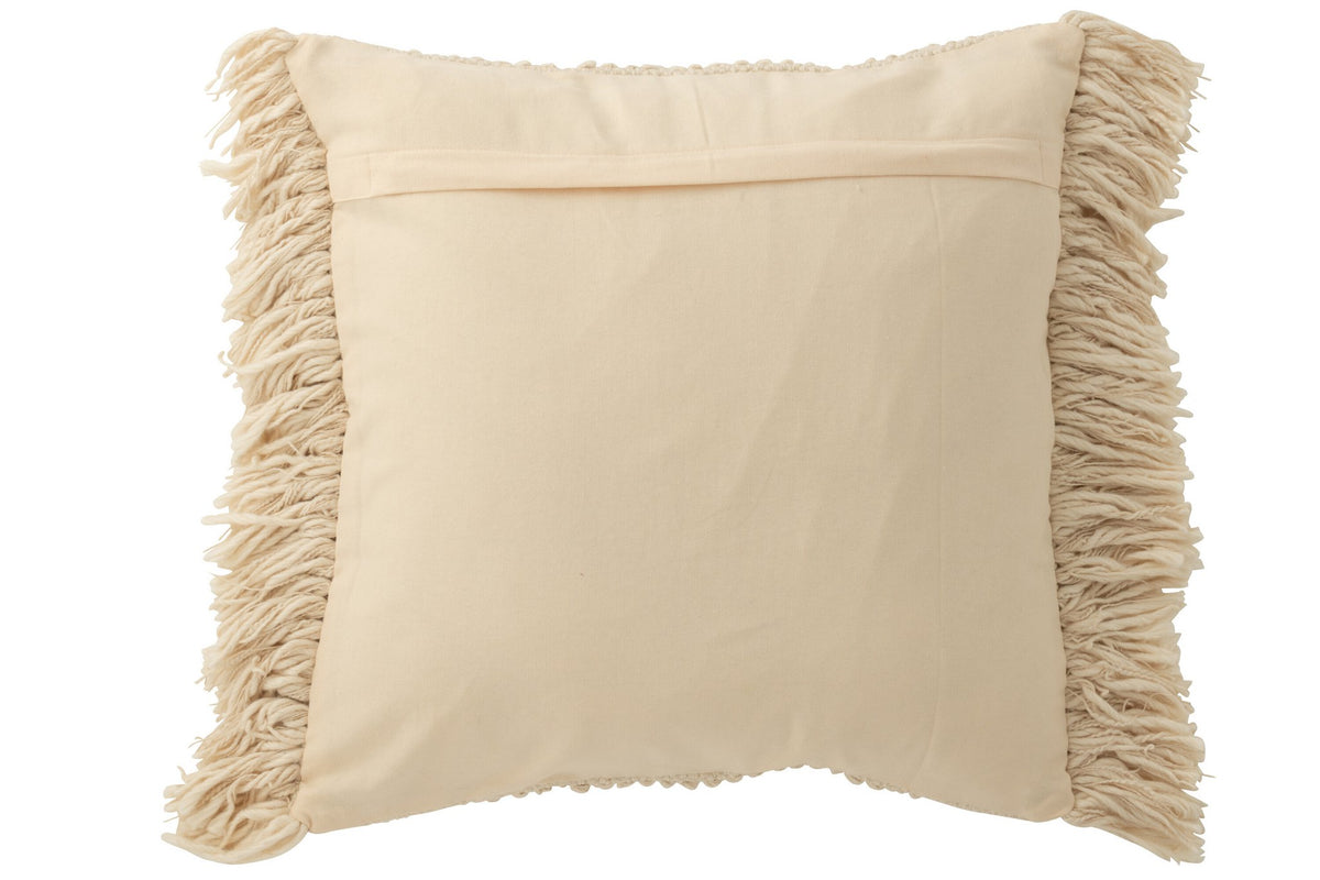 J-Line Kussen Breeze Franjes Katoen Creme