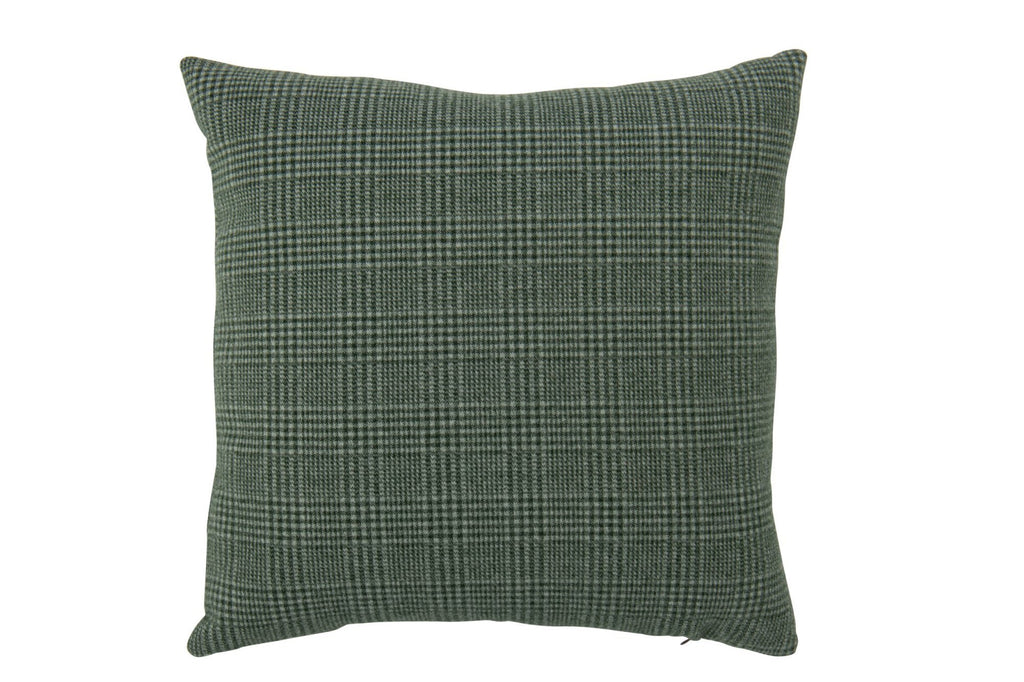 J-Line Kussen met ruitmotief - polyester - groen